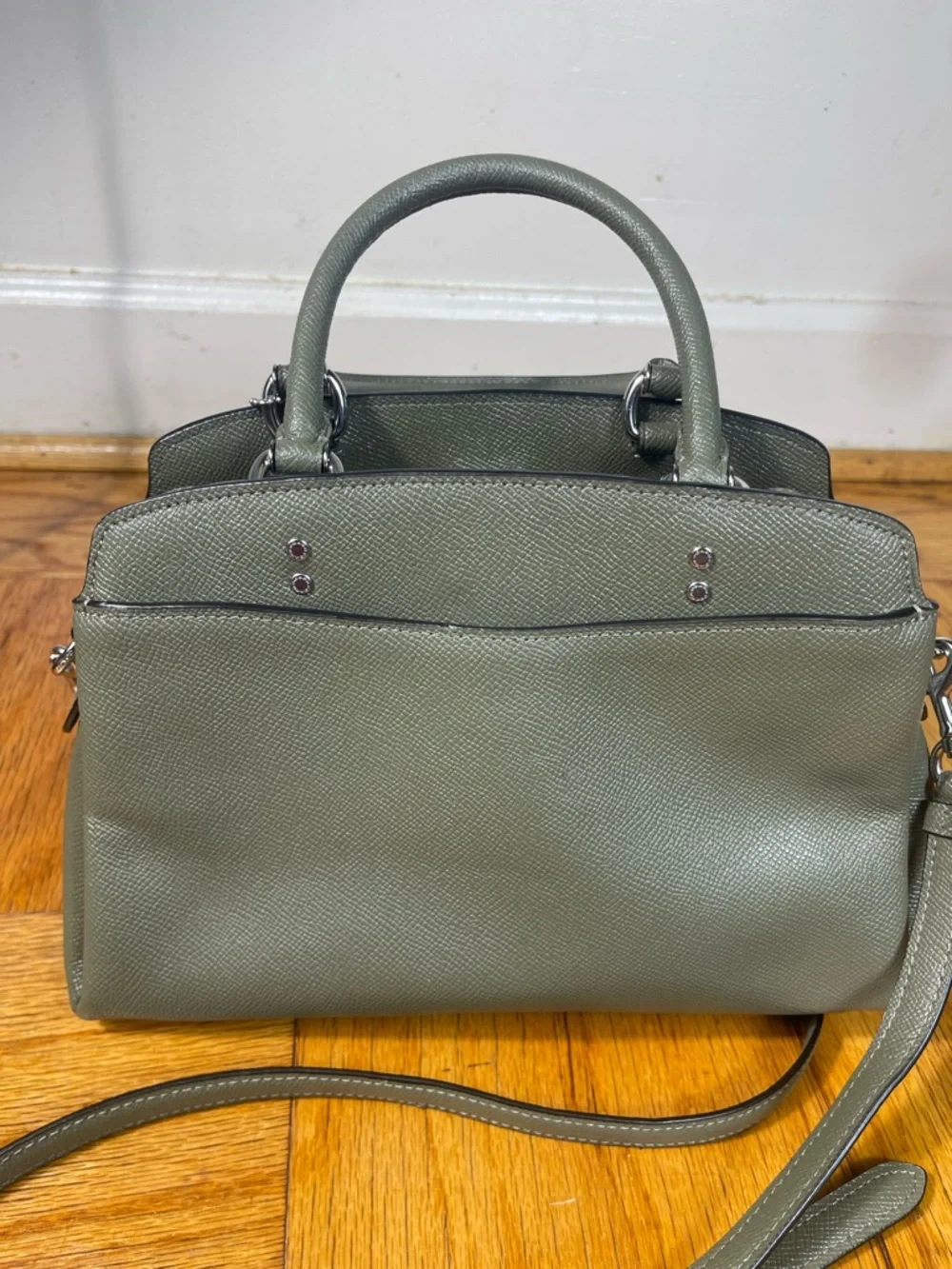 Coach Leather Mini LILLE CRY Olive Green Women's Satchel crossbody bag